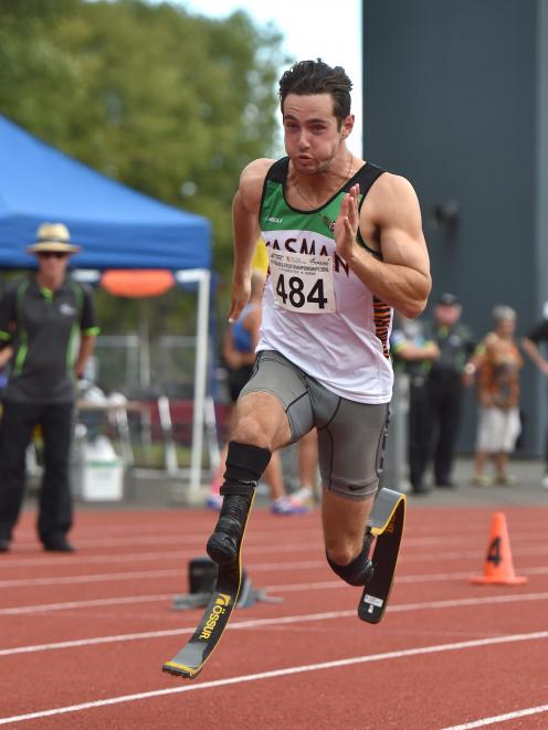 Liam Malone, from Tasman, winds up after launching out of the blocks in the 400m race in March at...