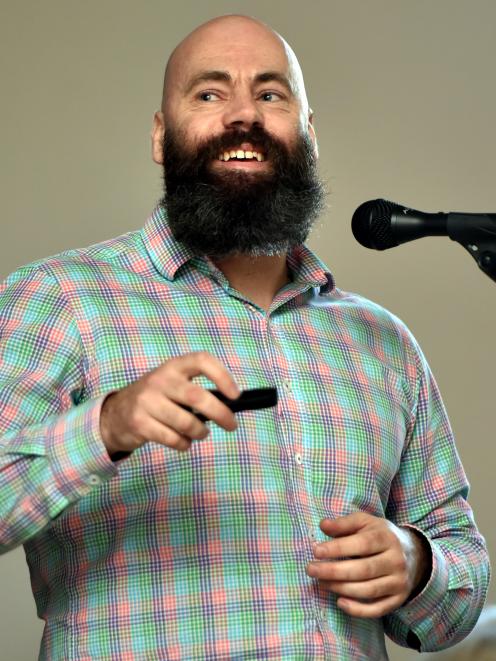 Dunedin City Council heritage policy planner Glen Hazelton speaks last night in the St Paul’s...
