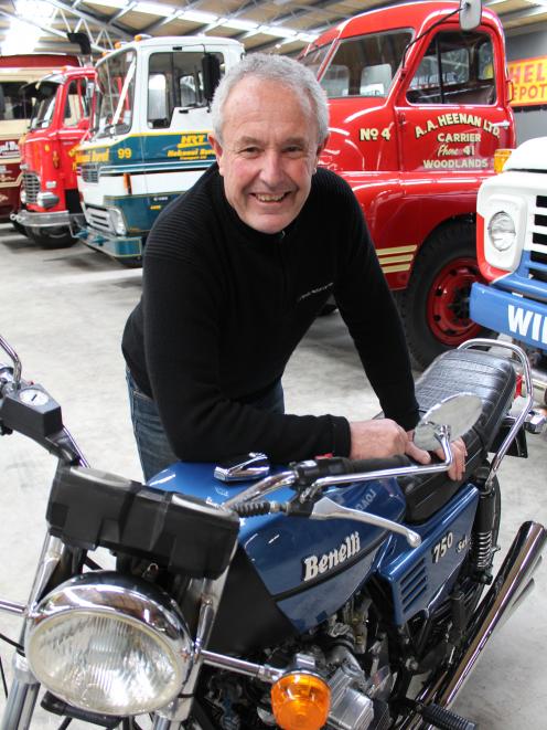 Classic Motorcycle Mecca curator Dave Roberts, at Bill Richardson Transport World with a 1970s Italian-manufactured Benelli 750 Sei bike which will be part of the new Mecca display. Photo by Allison Beckham.