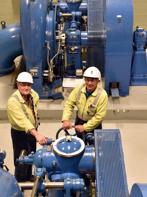Roxburgh Dam generation technicians Don Nicolson (left) and Quentin McLean make sure the power...