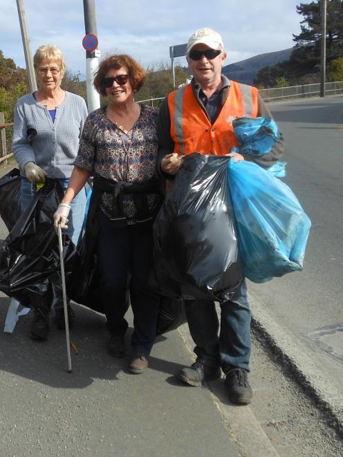 Dunedin North Rotary Club members (from left) Jane Payton, Jenness Riethmaier and John Campbell ...