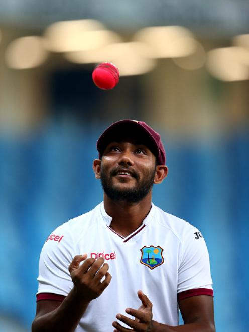 West Indies bowler Devendra Bishoo took a career-best eight for 49 against Pakistan. Photo Getty