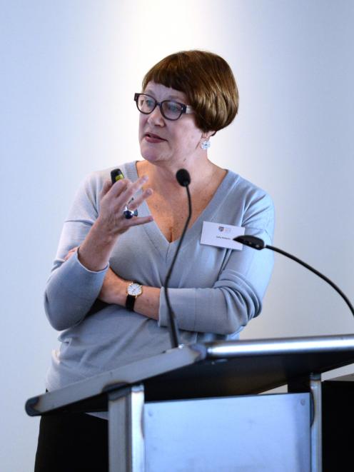 Sally Roberts, of Auckland, discusses ways to reduce the spread of infections in hospitals. Photo...