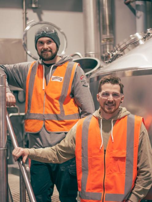 Home brewer Max Major and Mason Pratt from Emerson’s put down 200 litres of Wild Gose Chase in September. Photo supplied.