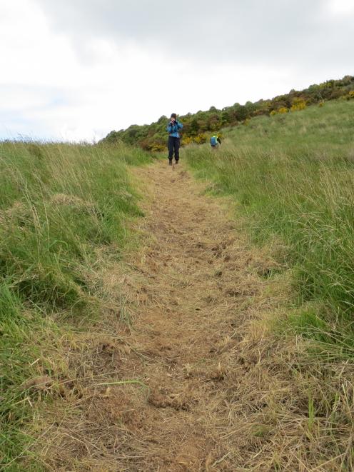 Jane Bruce (left) and Chris Handley on a new track which has been cut, linking the mountain...