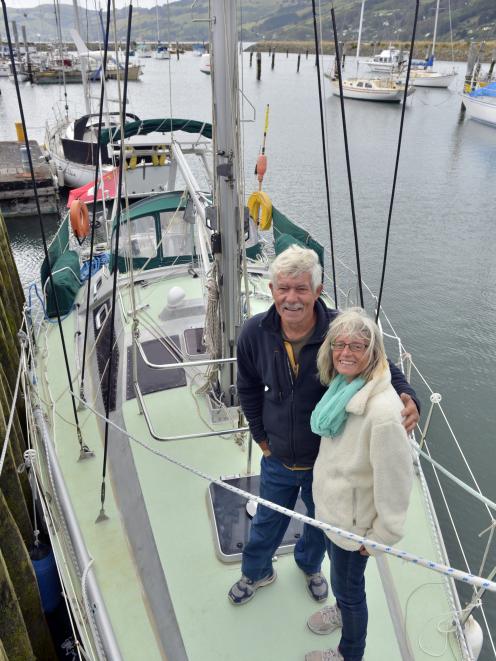Visiting sailors Rene Schelker and Lydia Sturzenegger, of Switzerland, enjoy a break at the Otago...