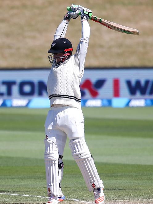 Henry Nicholls  bats during day four of the second test match between New Zealand and Bangladesh...