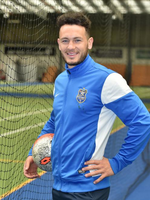 Southern United striker Eric Molloy before coaching at a skills school camp at the Edgar Centre...