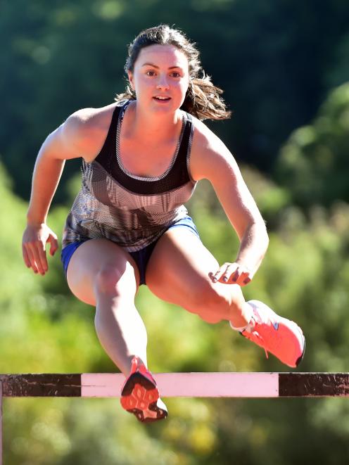 Christina Ashton  trains for the hurdles  for the Otago Championships this weekend at the...