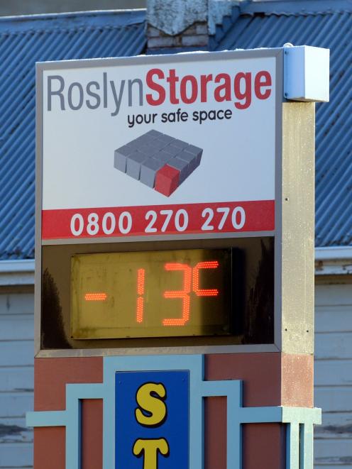 The Roslyn Storage thermometer in North Rd , Dunedin. Photo: ODT.