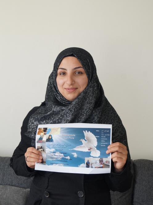 Syrian former refugee Hana Alhkalil, who arrived in Dunedin a year ago on Saturday, is part of a group of Syrian women who will host the ‘‘Basmat Syria’’ exhibition at the Dunedin Community Gallery next week. PHOTO: GRETA YEOMAN