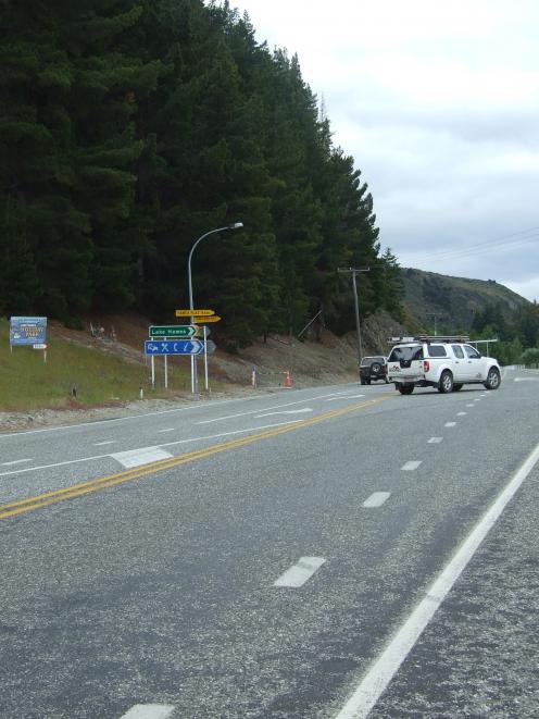 The problem intersection of State Highway 6 and Capell Ave at  Lake Hawea. Photo supplied.