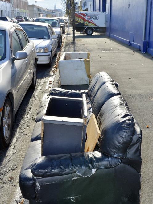 The dumped furniture on Vogel St. Photo: Gerard O'Brien.