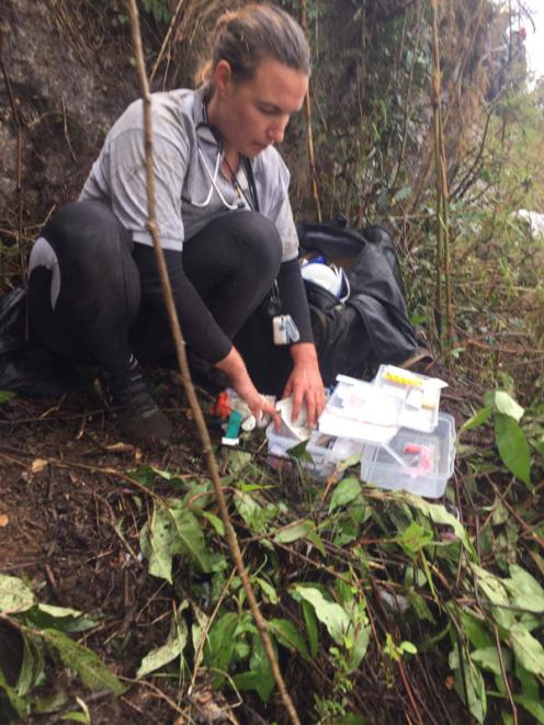 Alyssa Lowe prepped fluids and meds at the crash site. Photo: supplied/NZ Herald