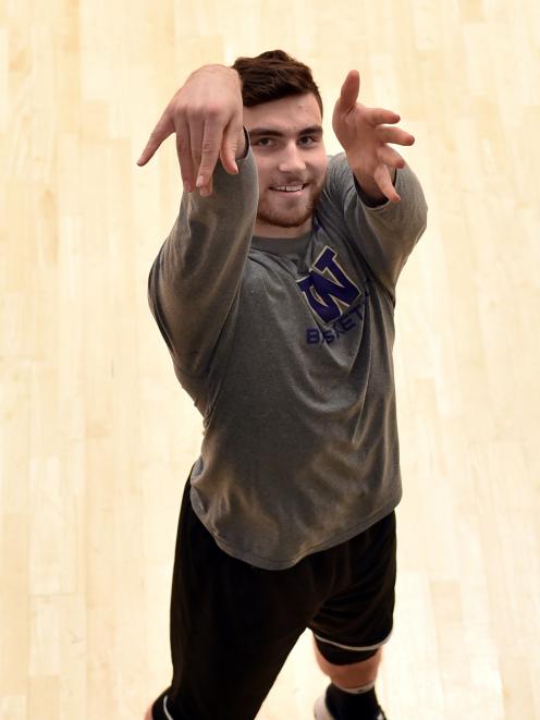Local basketball player Sam Timmins (20) back in Dunedin yesterday after his first season with the University of Washington. Photo: Peter McIntosh