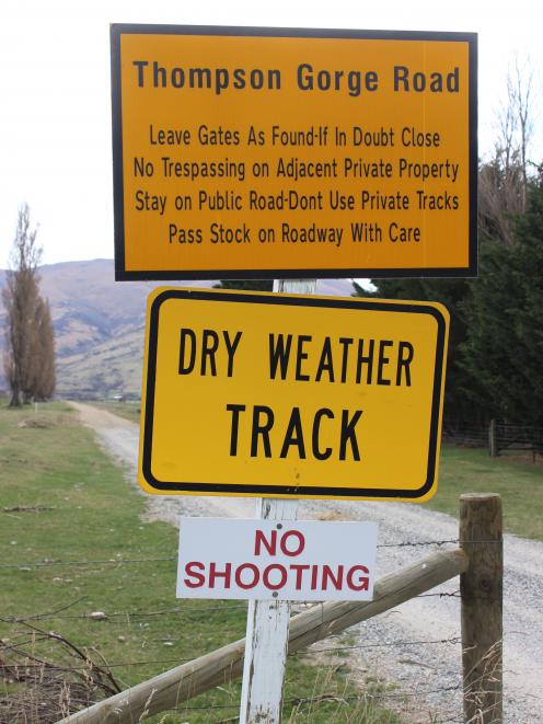 A sign states no shooting is allowed in an area in the Dunstan Mountains, near Omakau, where two...