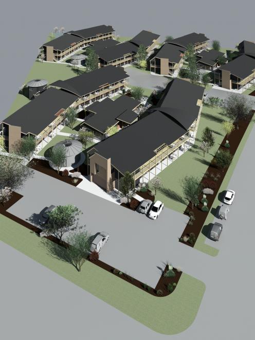 The proposed accommodation complex in Cromwell being developed by Queenstown men Alistair Hey and Clark Proctor's company AC/JV Holdings Ltd. Construction is expected to begin by Christmas this year. Photo: Supplied