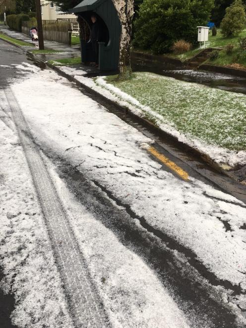 Hail in Pine Hill on Tuesday last week. Photo: Sean Flaherty