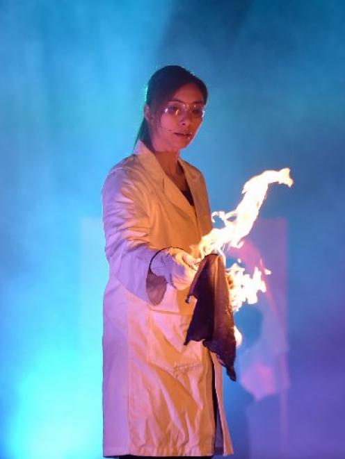 Michelle Dickinson, aka Nanogirl, performs at the Regent Theatre last night. Photo: Gregor...