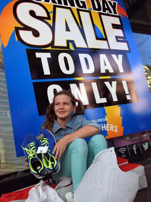 Boxing Day has become a family tradition for early starter Gemma Burleigh, of Milton, who was checking out bargains in Dunedin yesterday. Photo: Stephen Jaquiery
