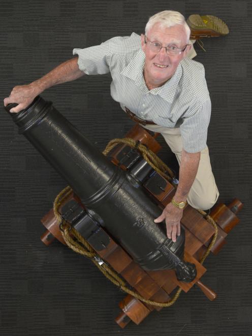 Harold Woods with one of the two Don Juan cannons he has restored for display at the Port...