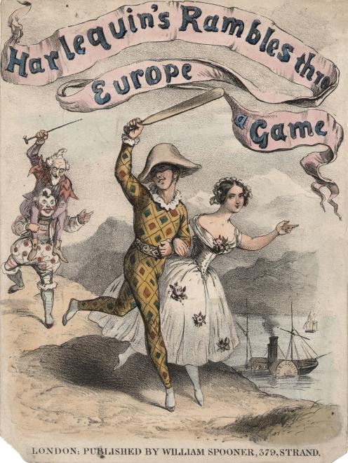 Publicity material c. 1870 for a pantomime entitled Harlequin’s Rambles Thro’ Europe, A Game,...