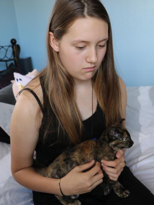 Allyssia Nicol  (12) is relieved her sister’s kitten, Hazel, did not come to more harm after it...