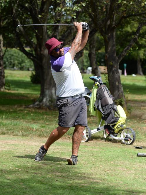 Otago strokeplay championship winner Matt Tautari tees off on the 15th hole during the third and...