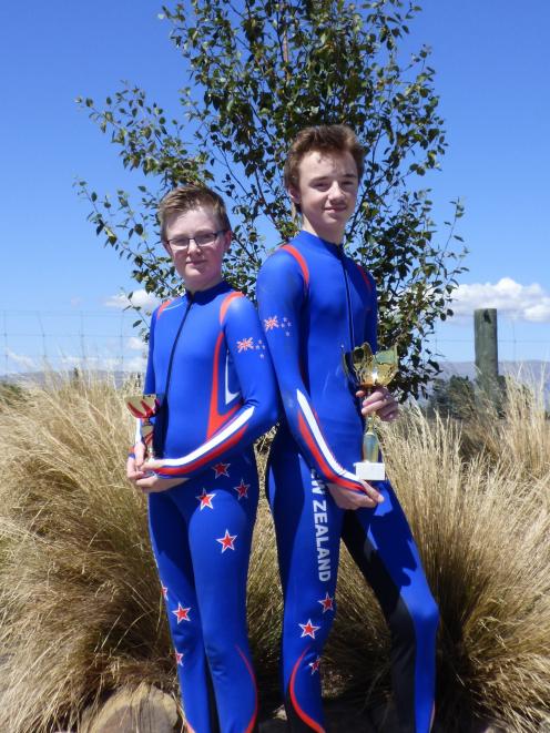 Ranfurly's Ben Voice (13, left) and Naseby's Sam Flanagan (14) reflect on their six-week stint in Europe as part of the International Luge Federation development team programme. Photo: Rebecca Nadge