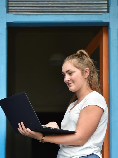 First year physical education student Jade Humphrey (20) completes the census yesterday afternoon. Photo: Peter McIntosh