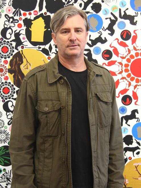 Chris Heaphy in front of The floating world. Photo: Milford Galleries Dunedin/Glenn Frei