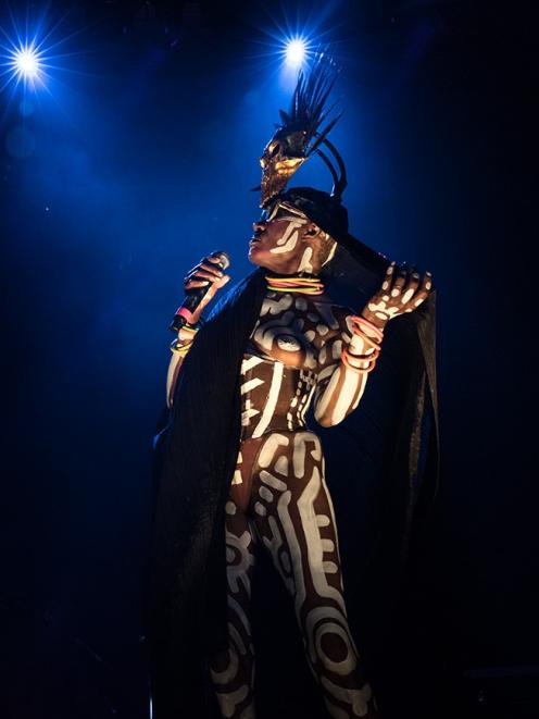 Iconic singer-songwriter Grace Jones performing at her first ever NZ show at the Queenstown...