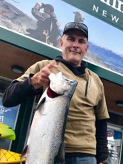 Mornington man Peter Takens holds his prize-winning salmon. PHOTO: GEOFF MUIR