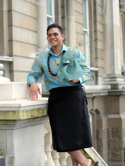 One of New Zealand's newest citizens, Matthew Te'o, cannot contain his smile after receiving his citizenship at a ceremony in the Dunedin Municipal Chambers yesterday. Photo: Linda Robertson.