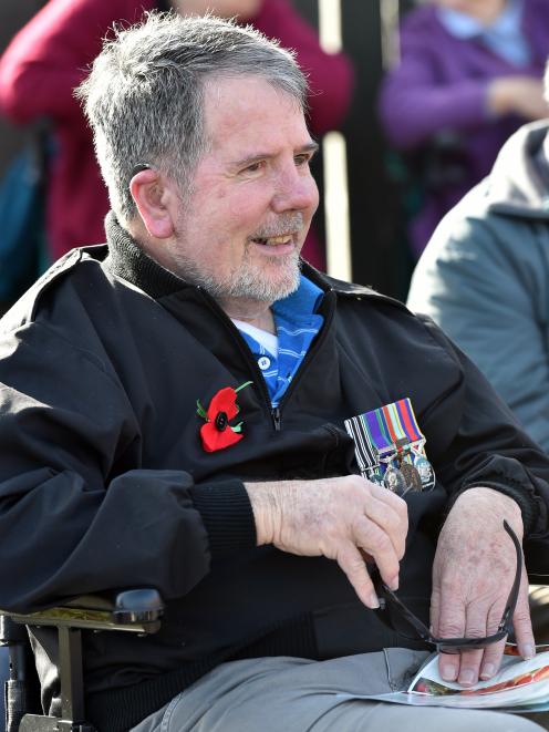 Leading Seaman Roy Miller, of Dunedin, at the Anzac Day service outside the Montecillo Veterans'...