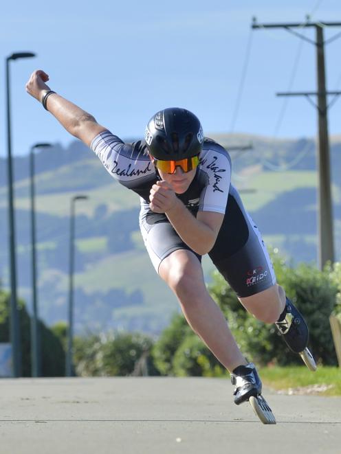 Dunedin speed skater Mark McCormick trains for his big-race goals on the Otago Harbour cycleway...