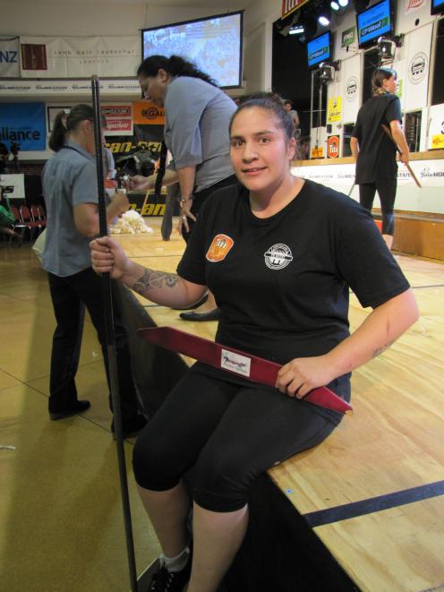 Top open woolhandler Pagan Karauria, of Alexandra, takes a moment to relax while competing at the New Zealand championships in Te Kuiti last week. Photo: Supplied