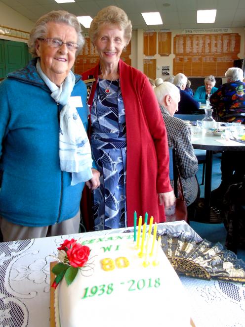Doreen Green (left) of Clyde, and Anita Willems, of Alexandra, celebrate the 80th anniversary of...