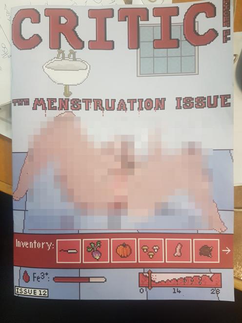 The cover of this week's Critic  - the 'Menstruation Issue' - depicted an cartoon of a naked woman menstruating. Photo: supplied