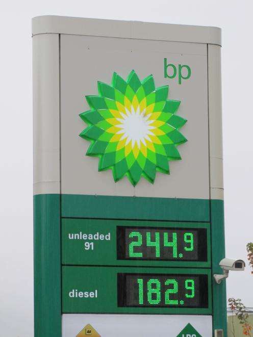 Petrol prices hit almost $2.45 a litre in Wanaka yesterday. Photo: Mark Price