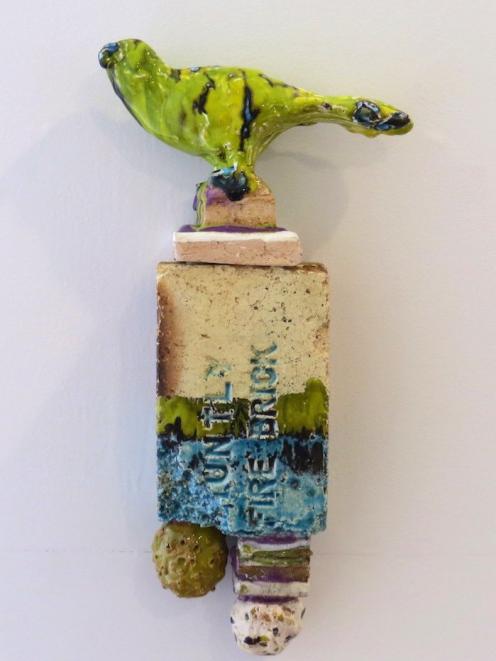 Splendida (bird) and Untitled (perch), by Madeleine Child