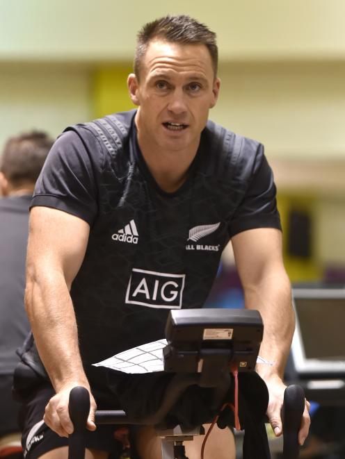 All Black Ben Smith works out at the Les Mills gym in Dunedin yesterday. PHOTO: GREGOR RICHARDSON