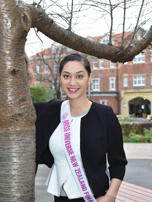 Latafale Auva'a, one of 20 finalists in this year's Miss Universe New Zealand pageant, at her Selwyn College workplace. Photo: Gregor Richardson