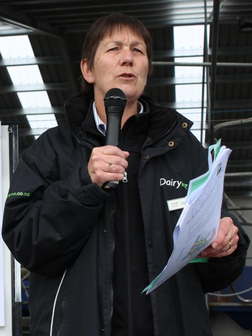 DairyNZ senior scientist Dawn Dalley talks about the research under way at the Southern Dairy Hub at a field day last year. Photo: SRL files