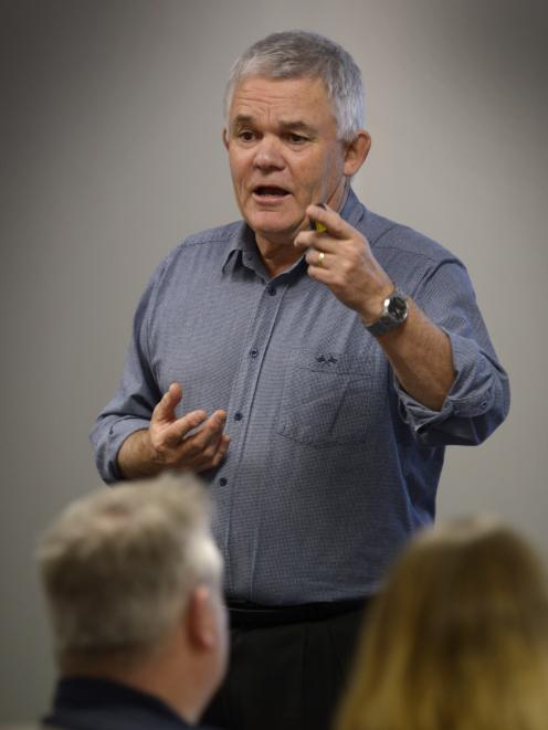 Former police officer Rob Veale speaks at a Community Corrections family harm forum in Dunedin yesterday. Photo: Gerard O'Brien