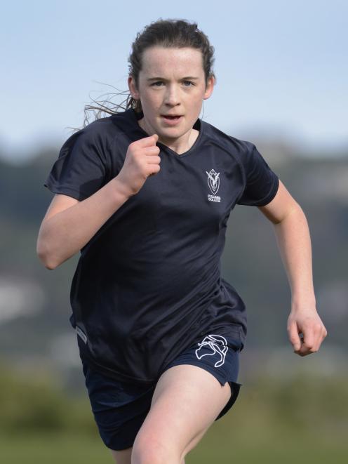 Columba College's Catherine Lund (12) wins her third consecutive Ariki Cup title, this year in the year 7 and 8 girls race.