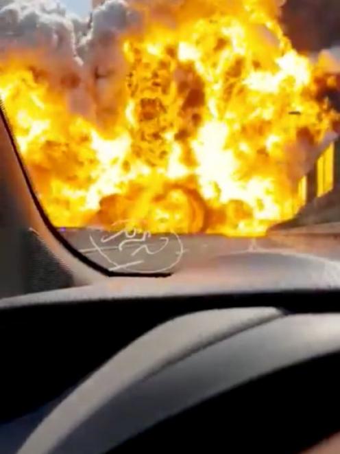 An explosion is seen at Borgo Panigale, on the outskirts of Bologna. Photo: Facebook/Michele Mookie Zazzetti via Reuters