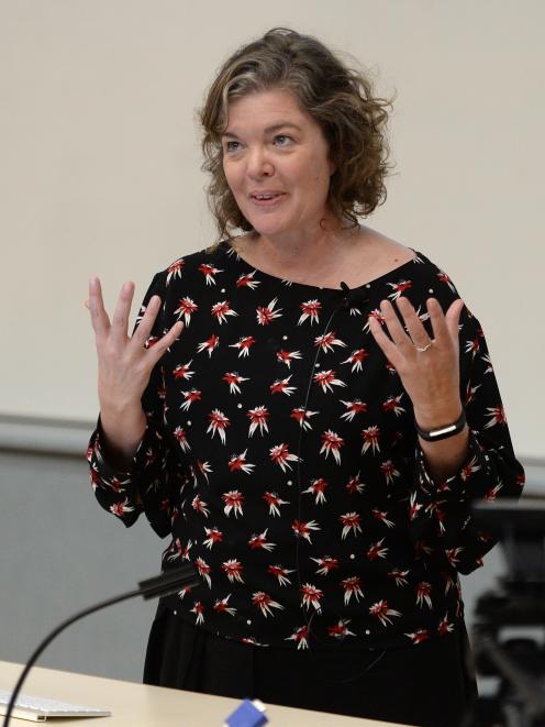 The Prime Minister's new chief science adviser Juliet Gerrard speaks at the University of Otago yesterday. Photo: Linda Robertson