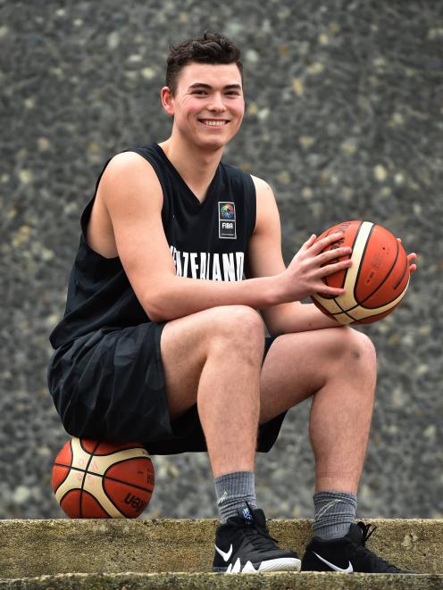 Nathan Hanna back at Otago Boys' High School after helping the Junior Tall Blacks to second place at the Fiba under-18 Asia Championships in Thailand. Photo: Peter McIntosh