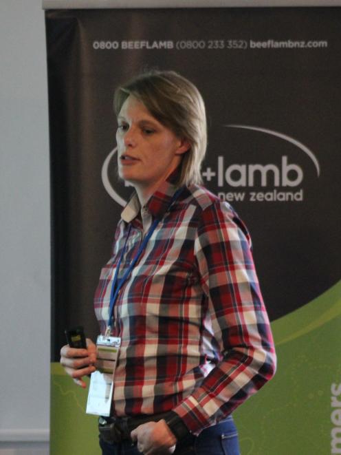 Massey University senior lecturer Dr Nicola Schreurs talks about the dairy beef system, at the conference.